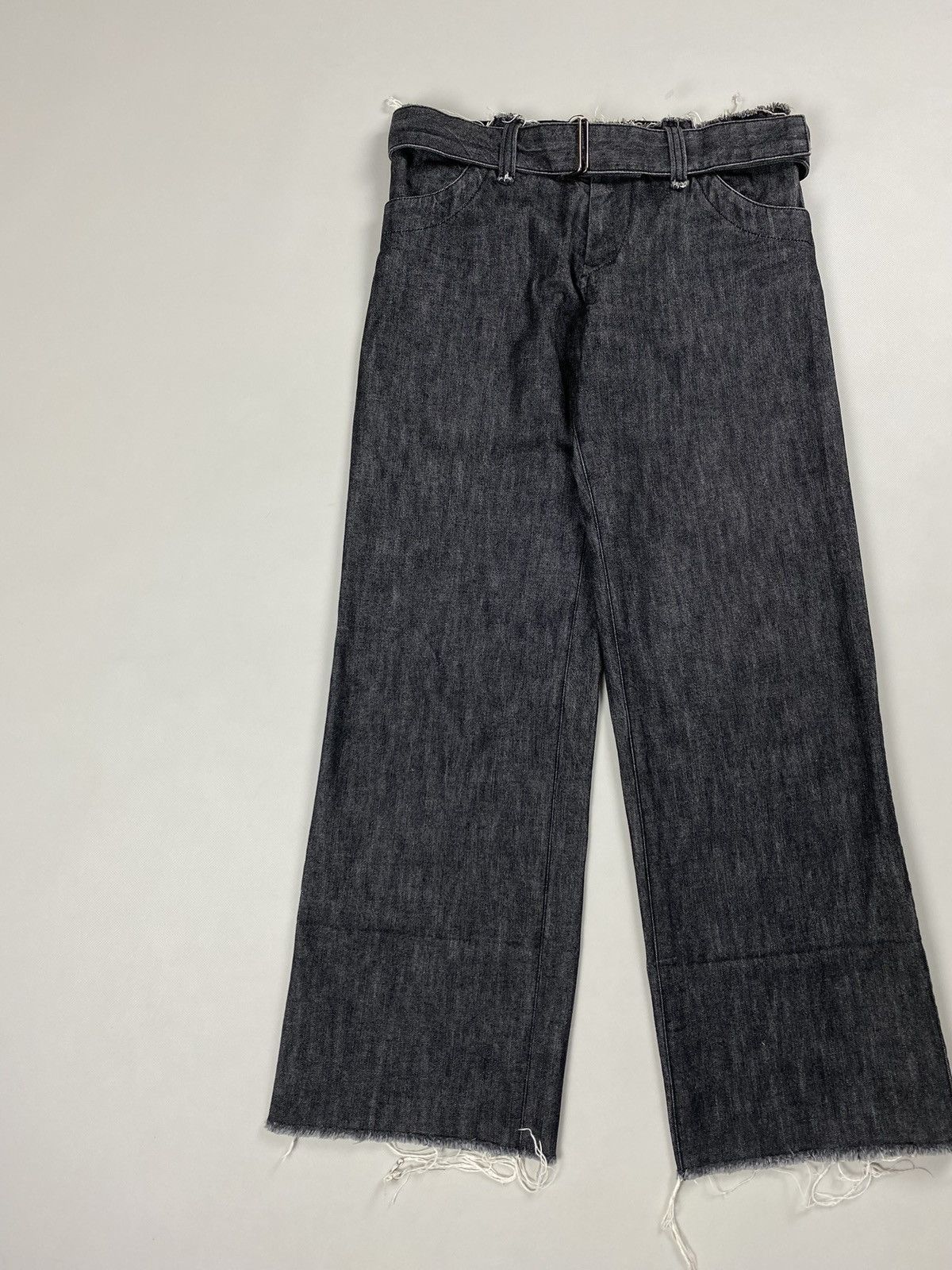 Yohji Yamamoto Yohji Yamamoto Femme Belted Wide Leg Low Rise Cut Jeans Size 26" / US 2 / IT 38 - 2 Thumbnail