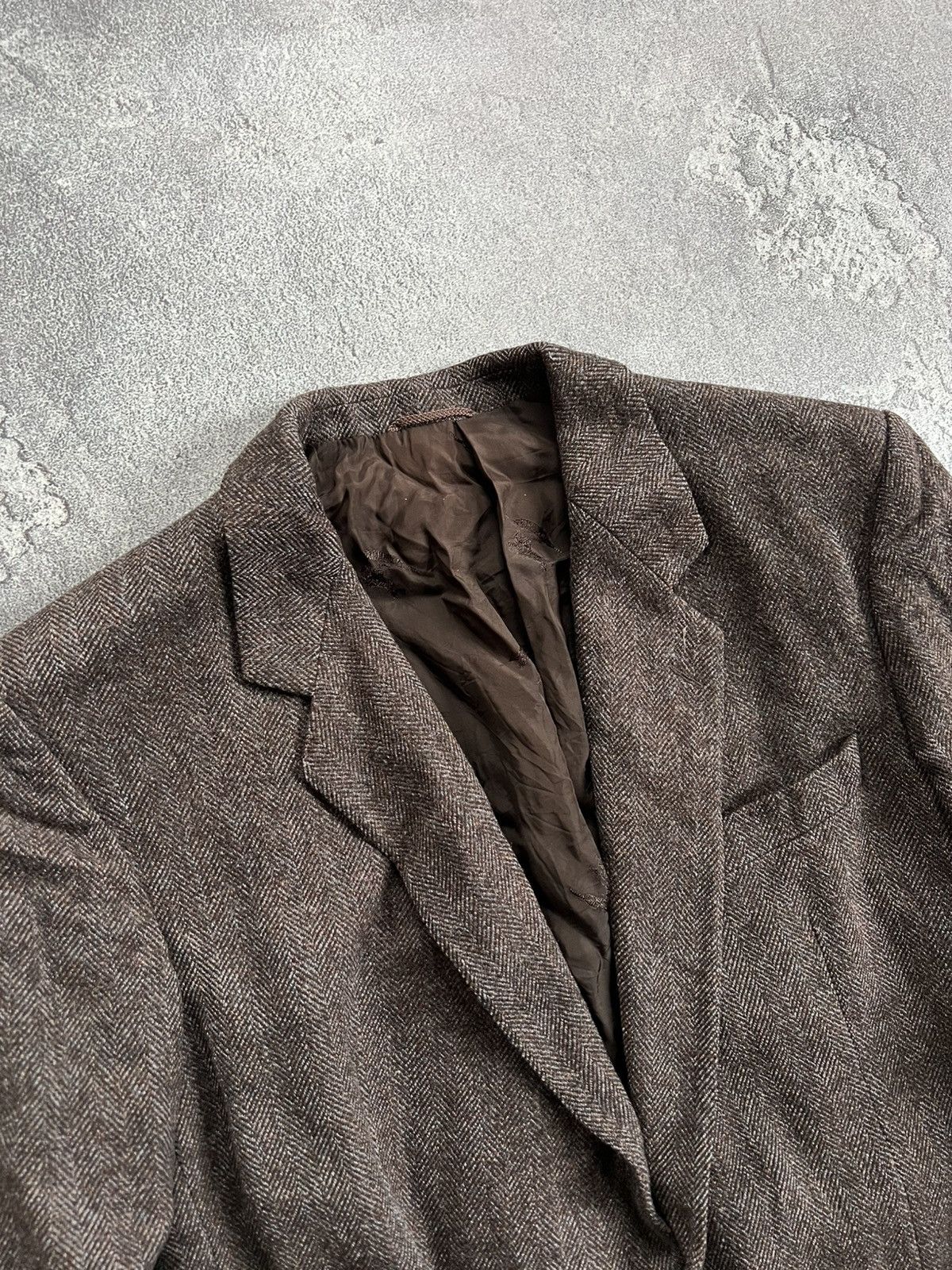 Burberry Burberrys Tweed Herringbone Wool Jacket Sport Coat Blazer 46 Size 46L - 4 Thumbnail