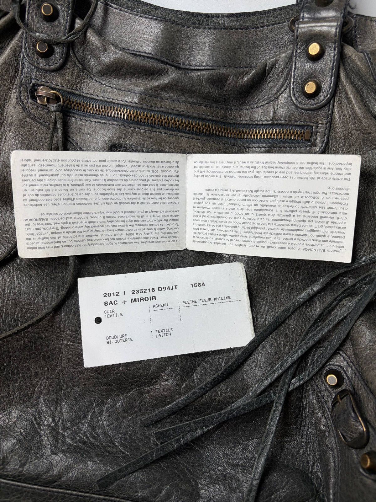 Balenciaga 2012 BALENCIAGA Black Lambskin Leather Motorcycle Velo Bag Size ONE SIZE - 22 Thumbnail