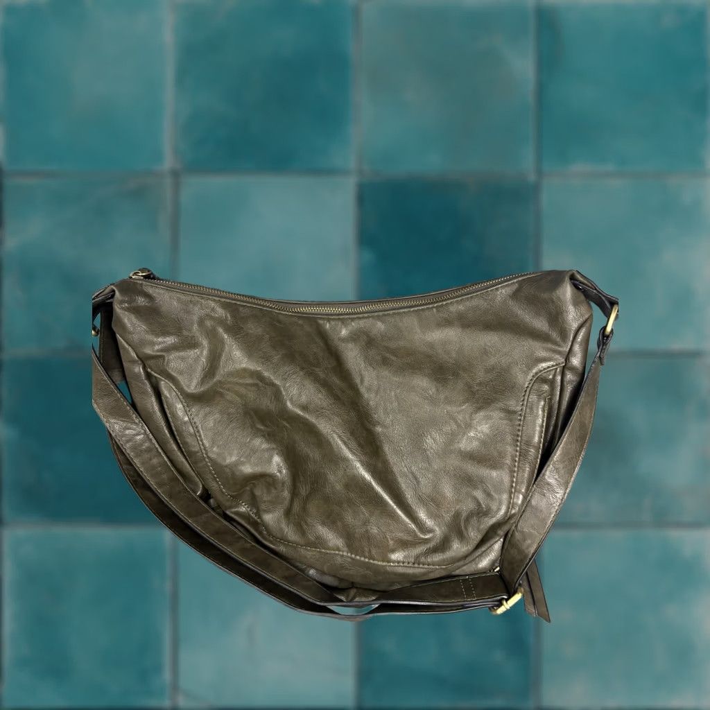 Olive Vegan Leather Hobo Shoulder Bag Womens Olive Green Large Slouchy Crossbody Joy Susan Size ONE SIZE - 1 Thumbnail