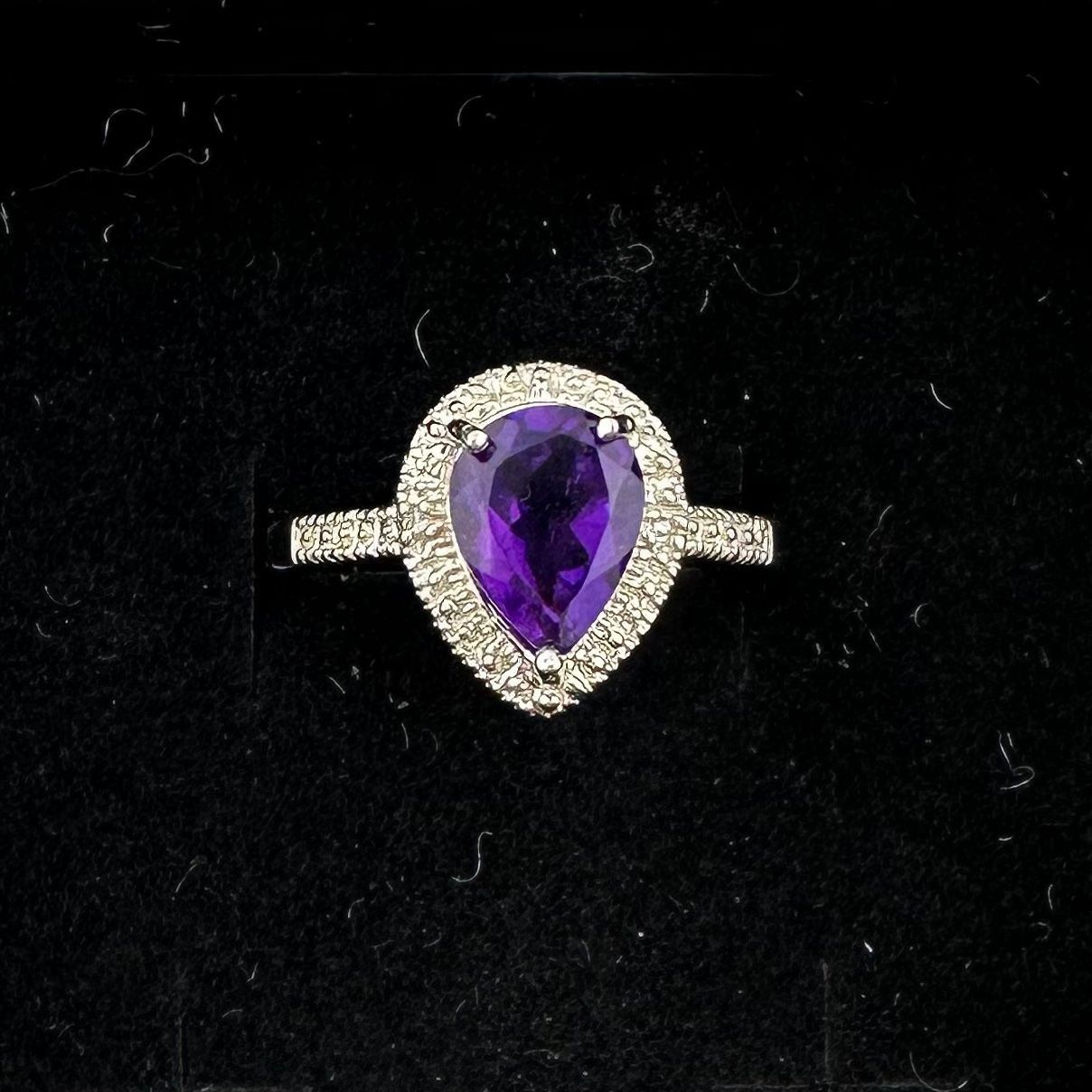 2.24 Carat Natural Amethyst Ring Size 8.25 - Sterling SIlver