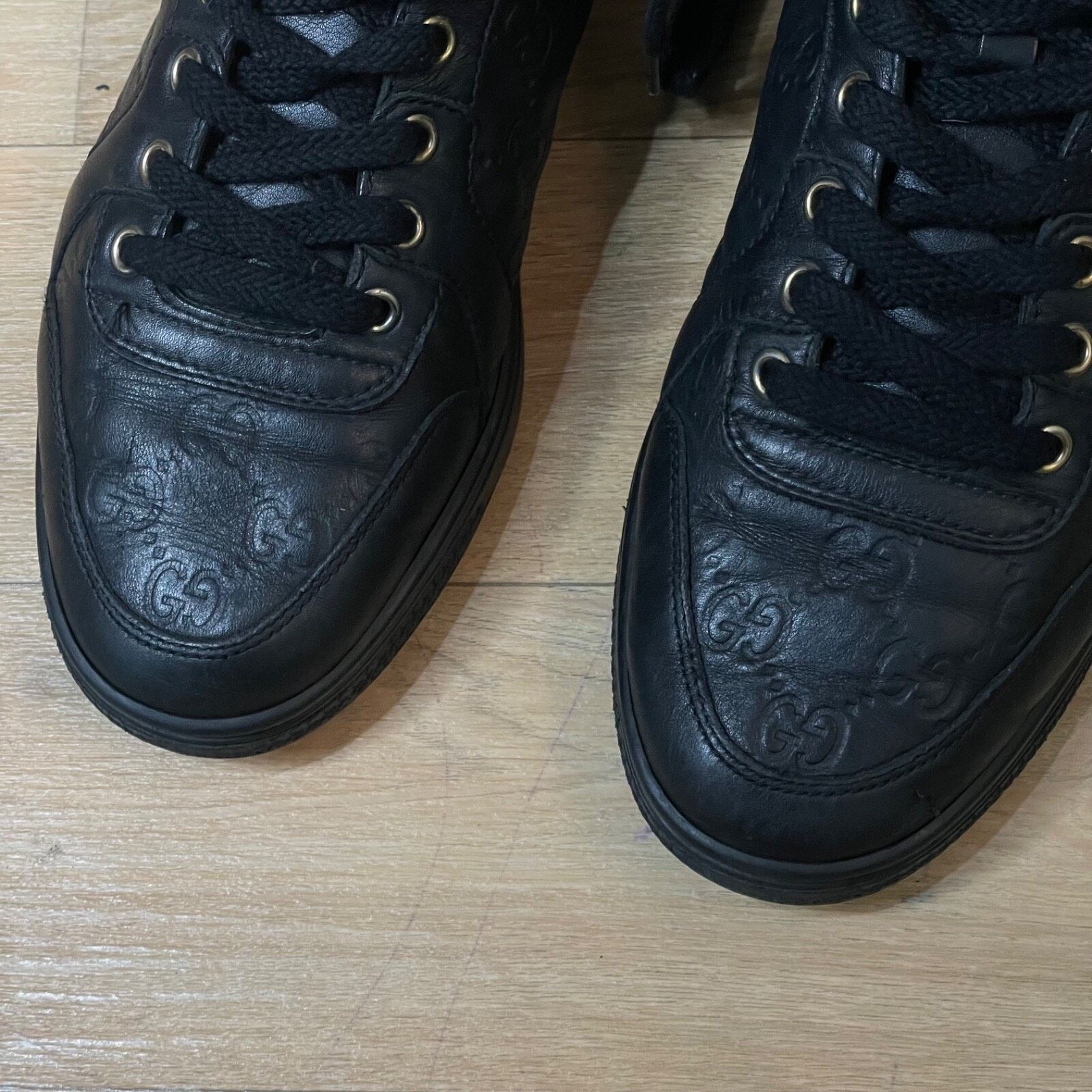 Gucci GUCCI Sneakers GG Web Dapper Black Leather High Top Monogram Size US 7.5 / IT 37.5 - 5 Thumbnail