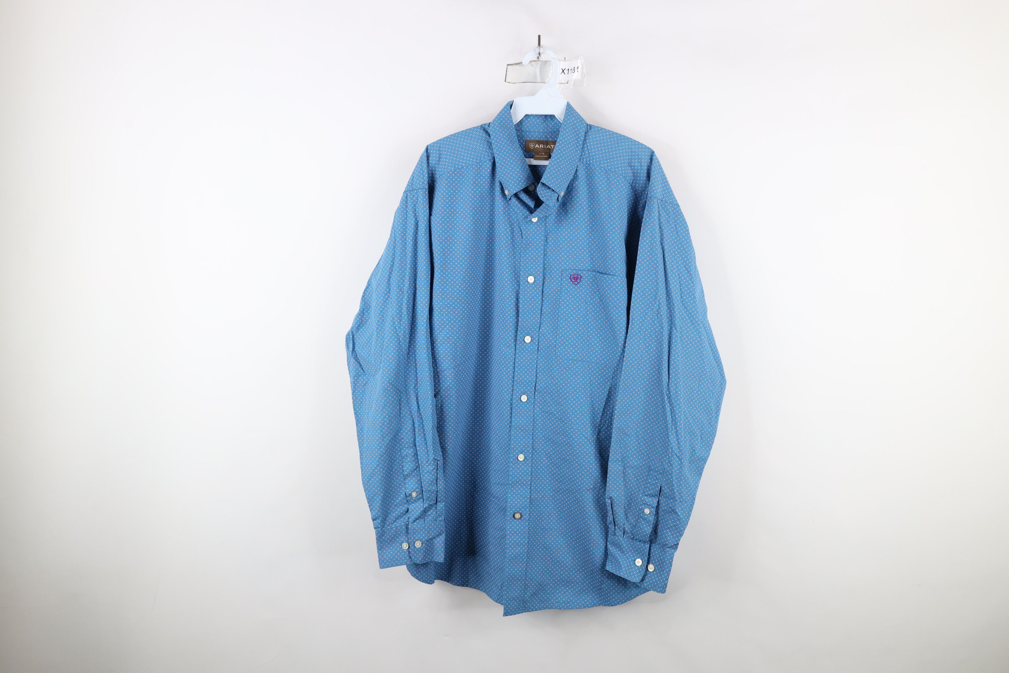 Ariat × Vintage Ariat Geometric Collared Workwear Button Down Shirt Blue Size US L / EU 52-54 / 3 - 1 Thumbnail