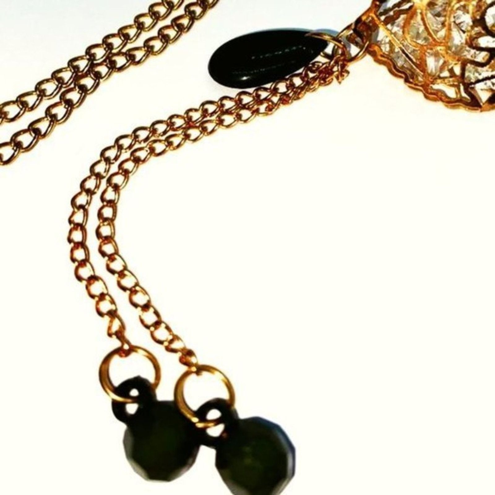 Handmade Gold-Tone Laser-Cut Rose 3D Pendant Bead Necklace Size ONE SIZE - 4 Thumbnail