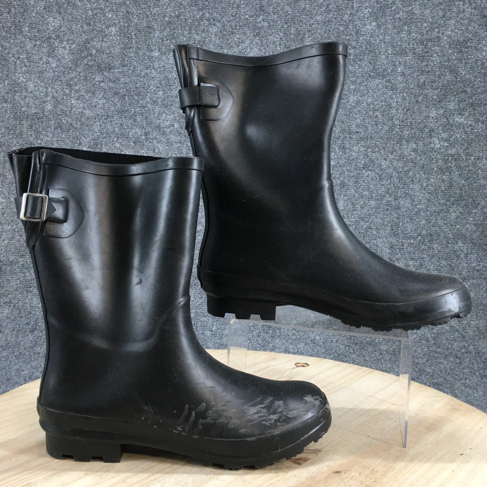 Vintage A New Day Rain Boots Womens 10 Garden Mid Calf Black Rubber Pull On Comfort Boots Size US 10 / IT 40 - 2 Thumbnail