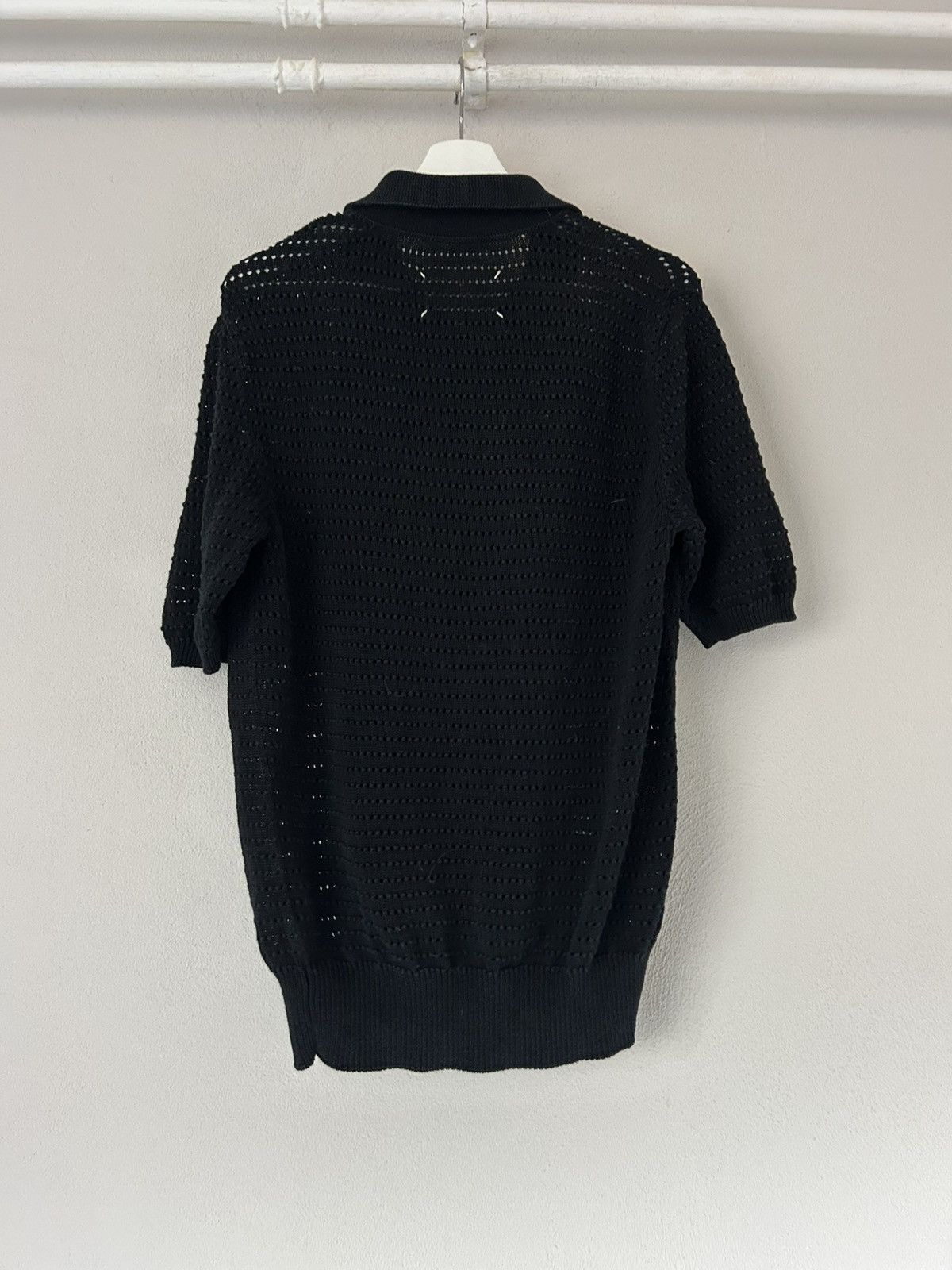Maison Margiela Black Knit Polo with Open-Weave Design Size US L / EU 52-54 / 3 - 6 Thumbnail