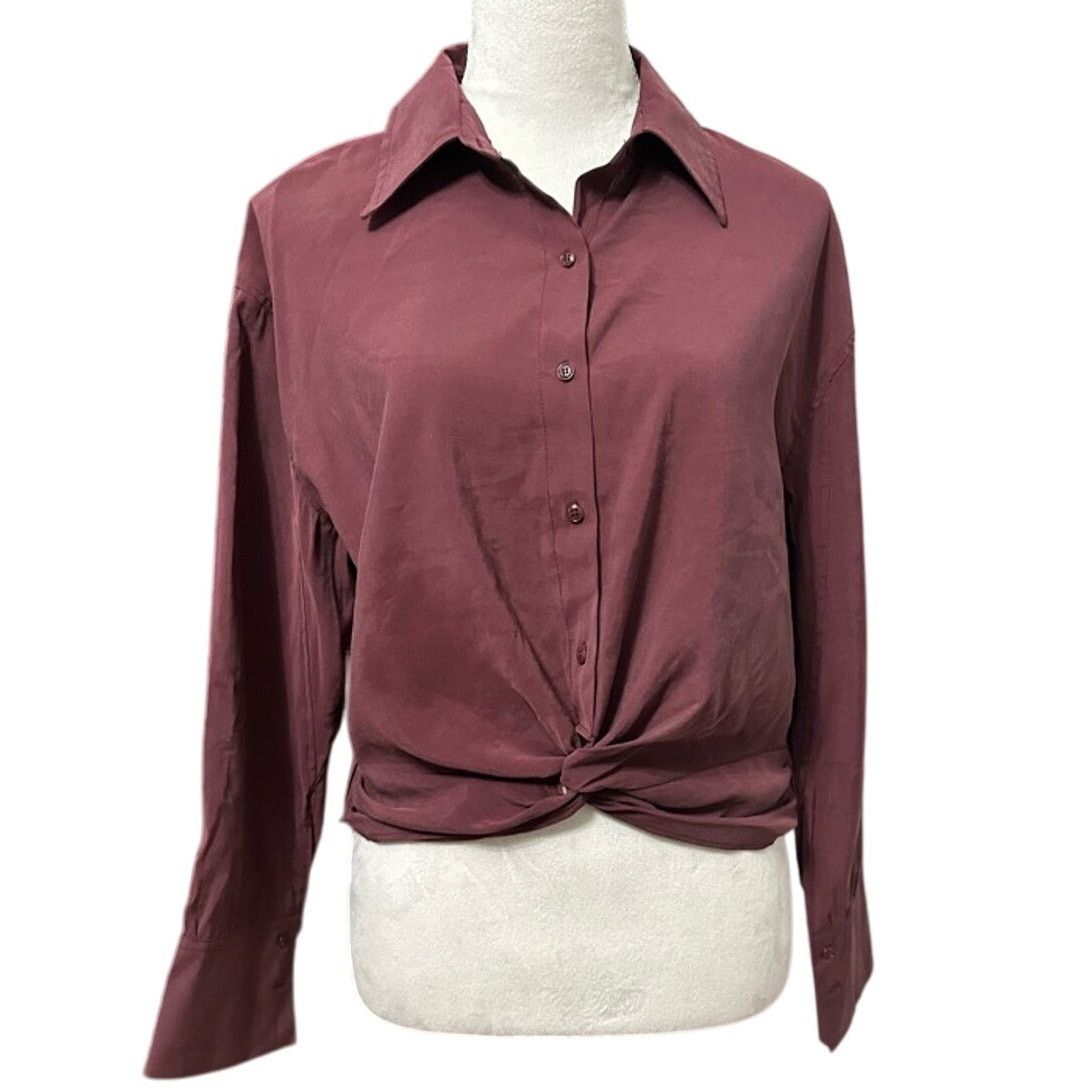 Other Kut From The Kloth Button Up Twist Front Purple Small NWOT Size S / US 4 / IT 40 - 3 Thumbnail