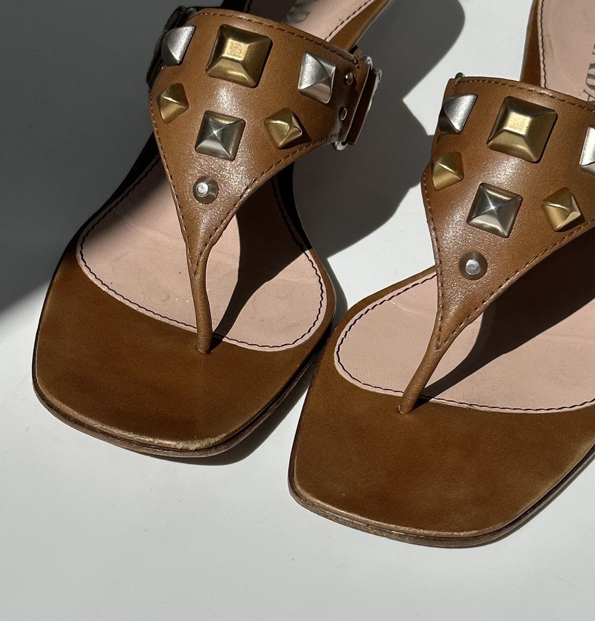 Prada × Vintage *sz38.5* PRADA Studded Kitten Sandals Y2k rapper punk cardi Size US 8.5 / IT 38.5 - 10 Thumbnail