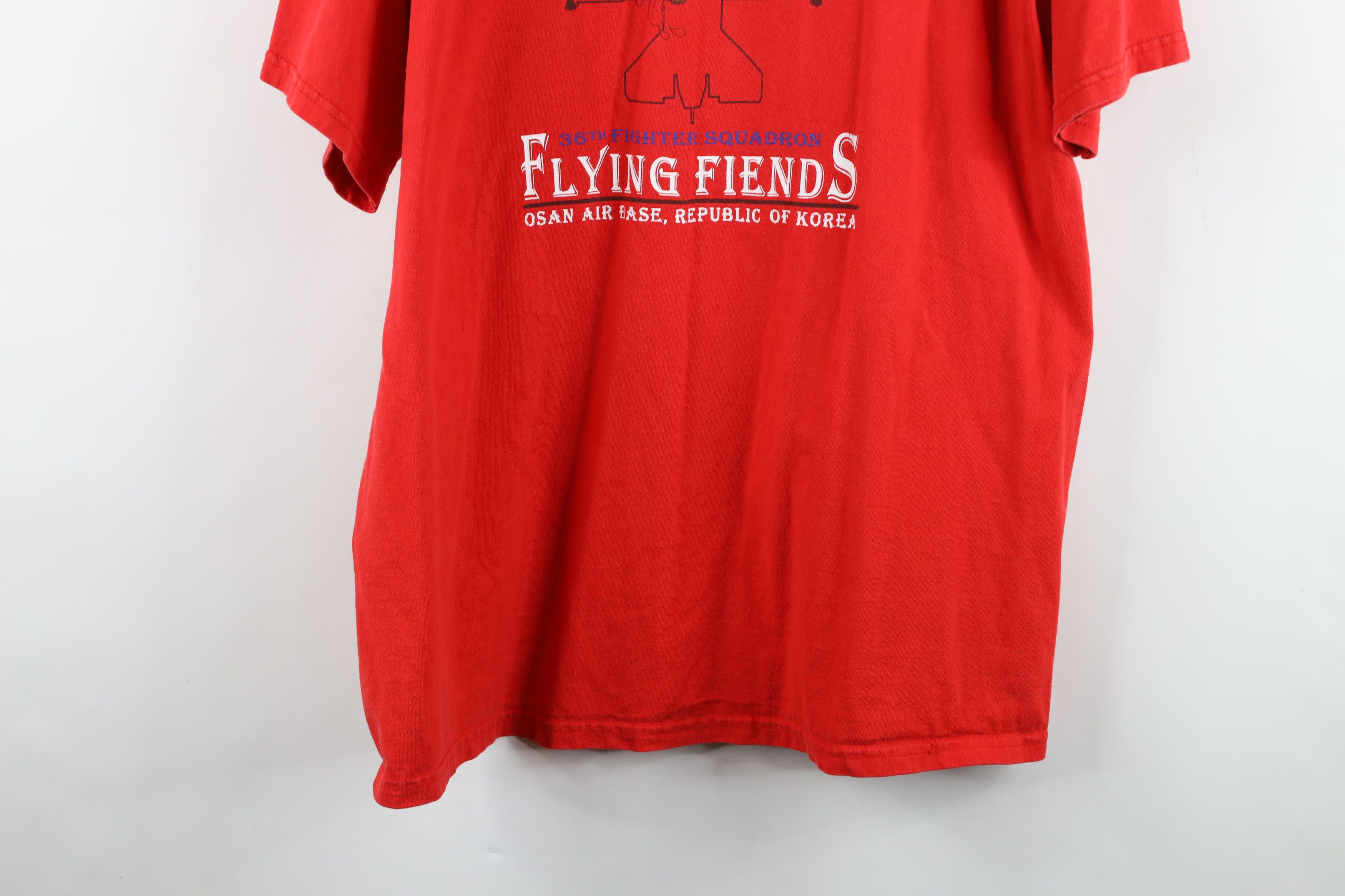 Vintage Vintage 90s 36th Fighter Squadron Korea T-Shirt Red USA Size US XL / EU 56 / 4 - 14 Thumbnail