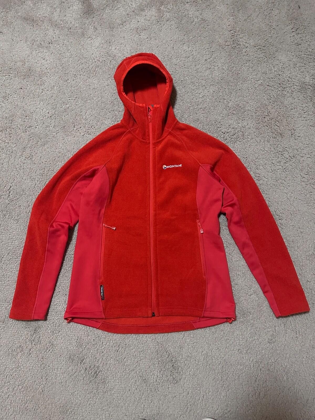 Montane Montane Red Hooded Lightweight Fleece Jacket Sz L Size L / US 10 / IT 46 - 1 Thumbnail