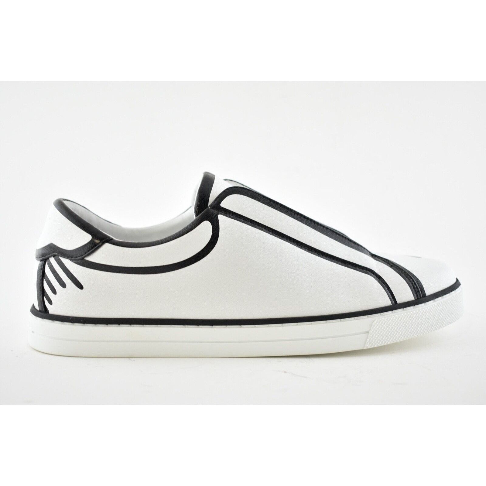 Fendi Fendi Joshua Vides Black White Leather Top Slip On Sneaker Size US 7 / IT 37 - 4 Thumbnail