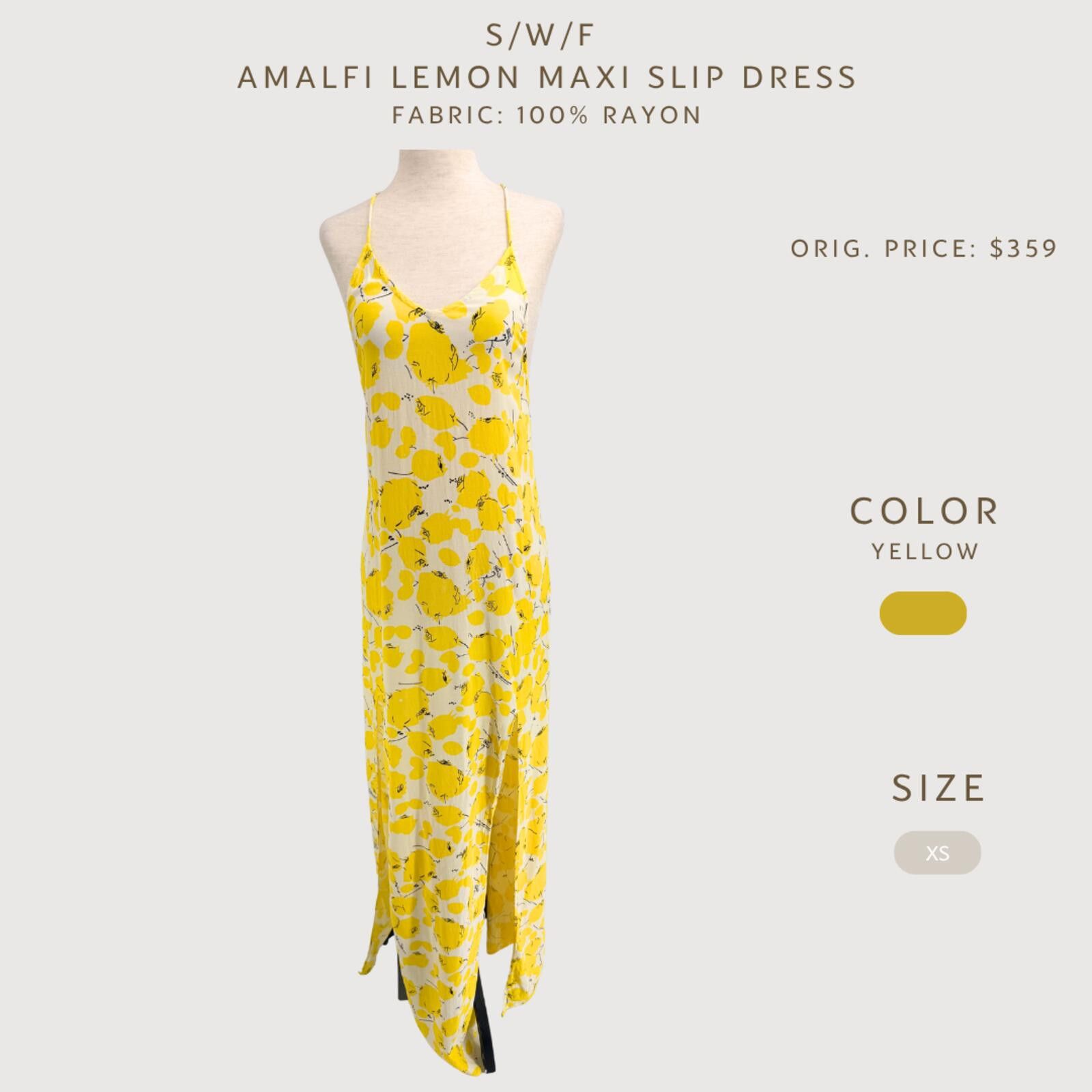 Other S/W/F Amalfi Lemon Maxi Slip Dress Yellow XS Size S / US 4 / IT 40 - 2 Thumbnail