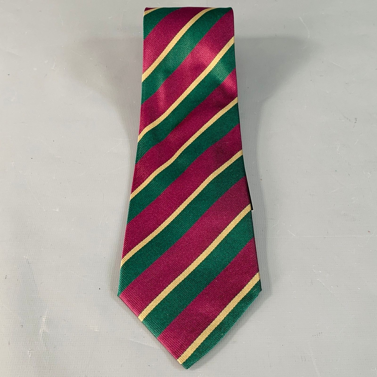Fendi FENDI Purple Green Diagonal Stripe Silk Tie Size ONE SIZE - 2 Thumbnail