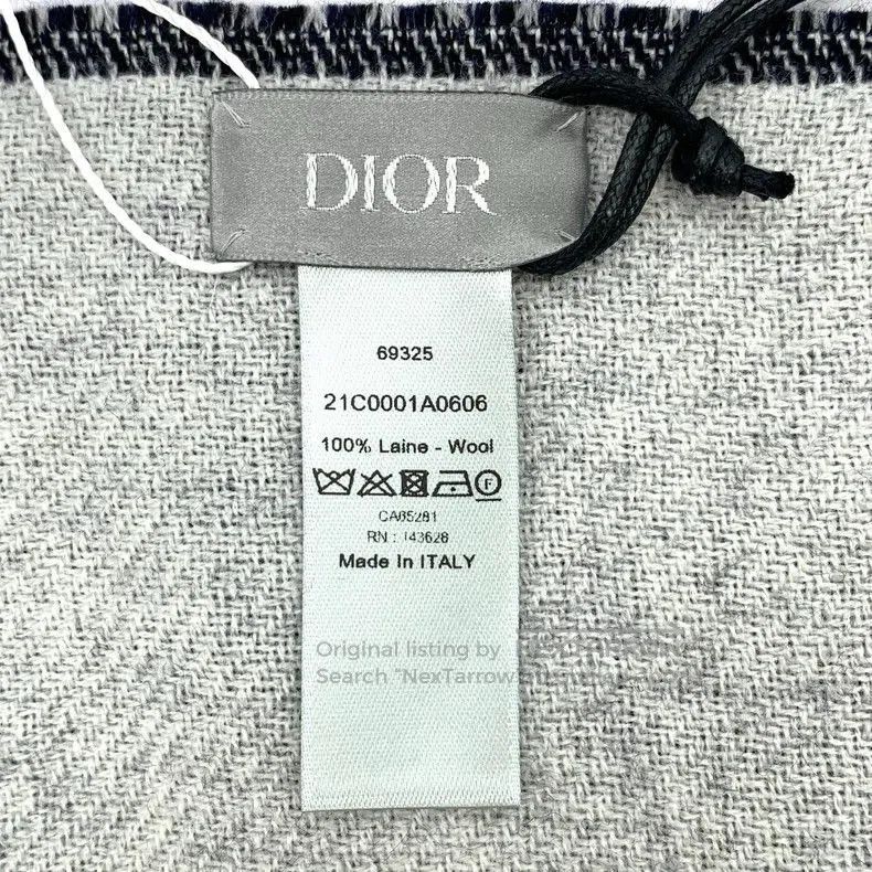 Other Dior Blue CD Embroidered Wool Scarf. Size ONE SIZE - 7 Thumbnail