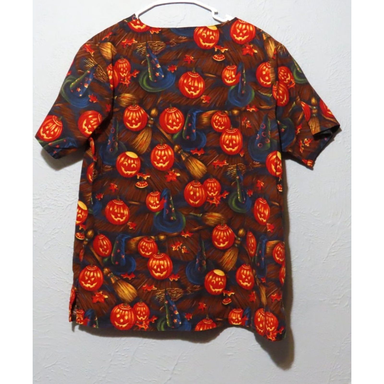 Vintage READ Halloween Jack O Lantern Women XL Scrub Top Hello Kitty Patterned Black Medical Size XL / US 12-14 / IT 48-50 - 5 Thumbnail