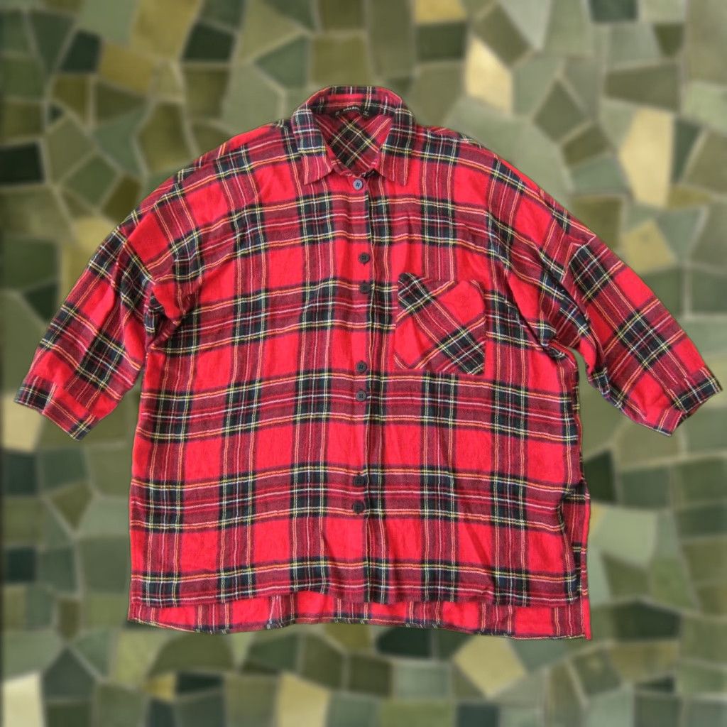 Zara Zara Basics Wool Blend Red Plaid Button Down 3/4 Sleeve Blouse M Womens Size M / US 6-8 / IT 42-44 - 1 Thumbnail