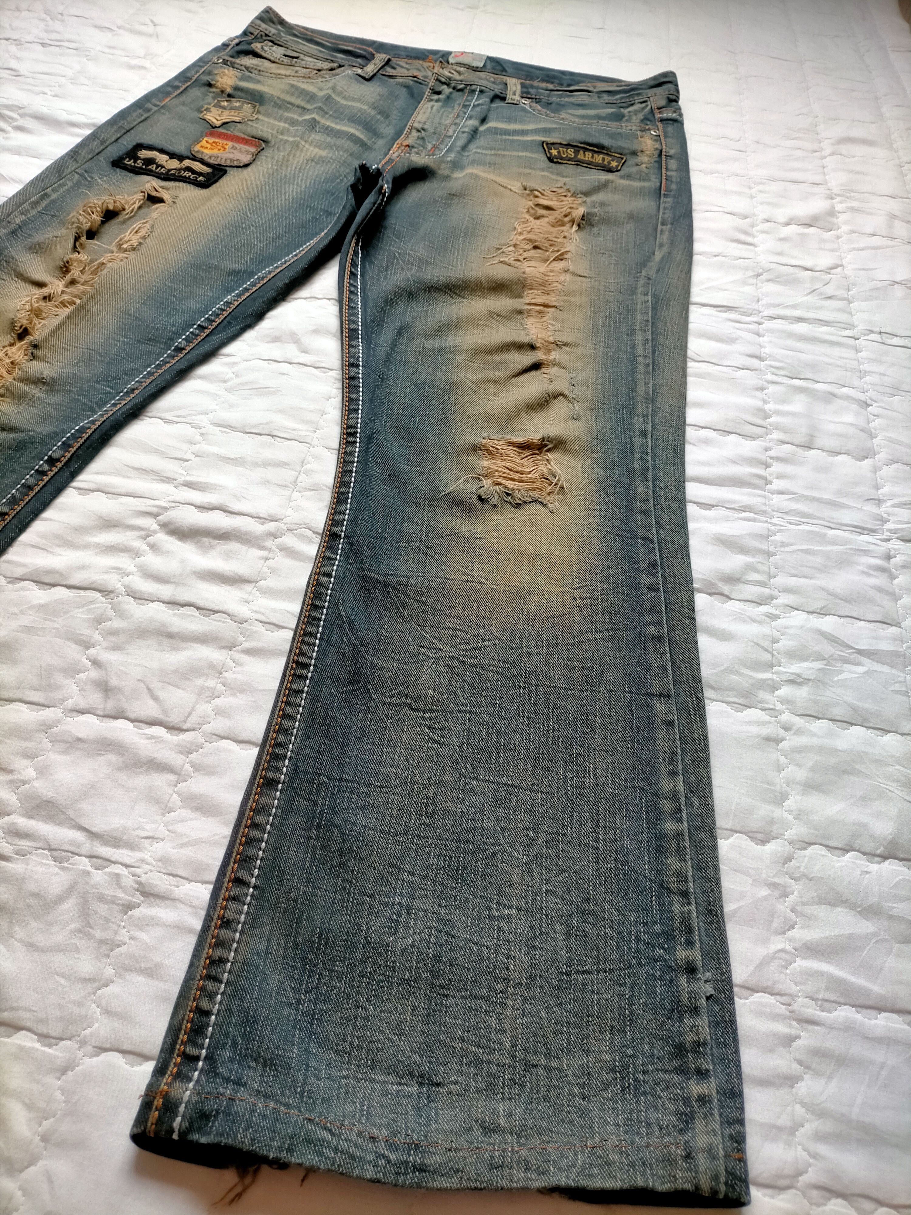 If Six Was Nine Flare Jeans OzzPinball Ripped Patchwork Boot cut denim Size US 35 - 8 Thumbnail