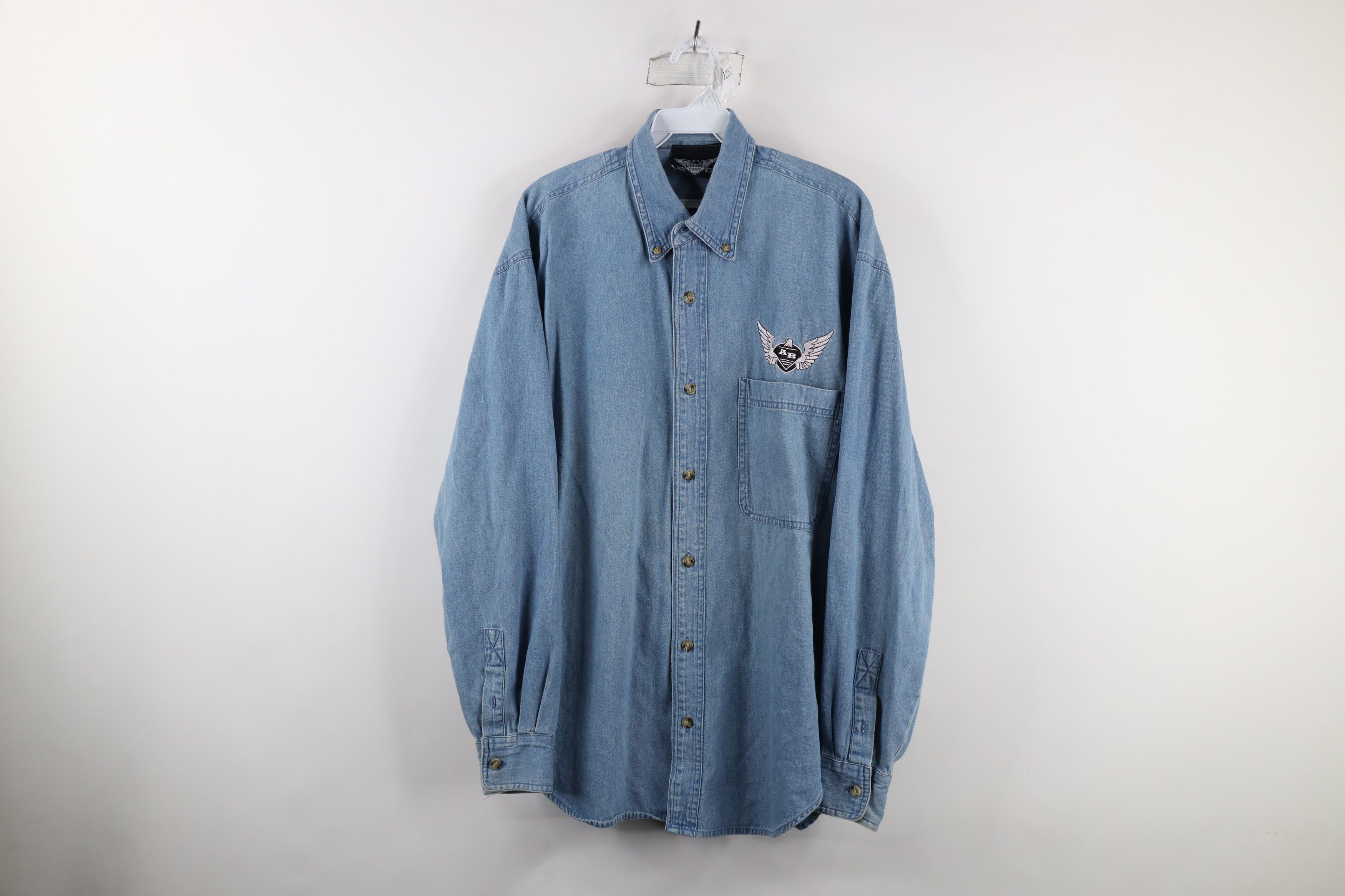 Vintage Vintage Y2K 2000 Eagle Lightning Denim Button Shirt Size US M / EU 48-50 / 2 - 1 Thumbnail