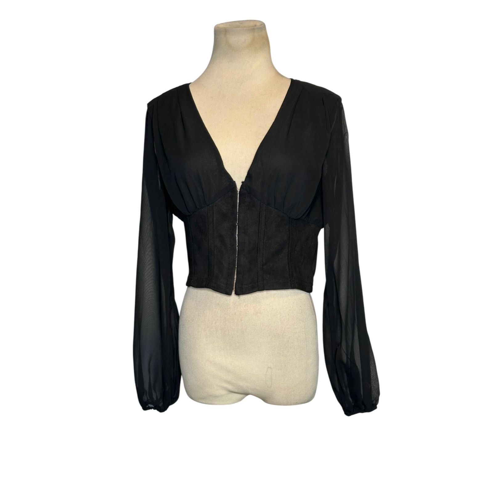 Shein Shein black semi sheer long sleeves blouse size Small Size S / US 4 / IT 40 - 10 Thumbnail