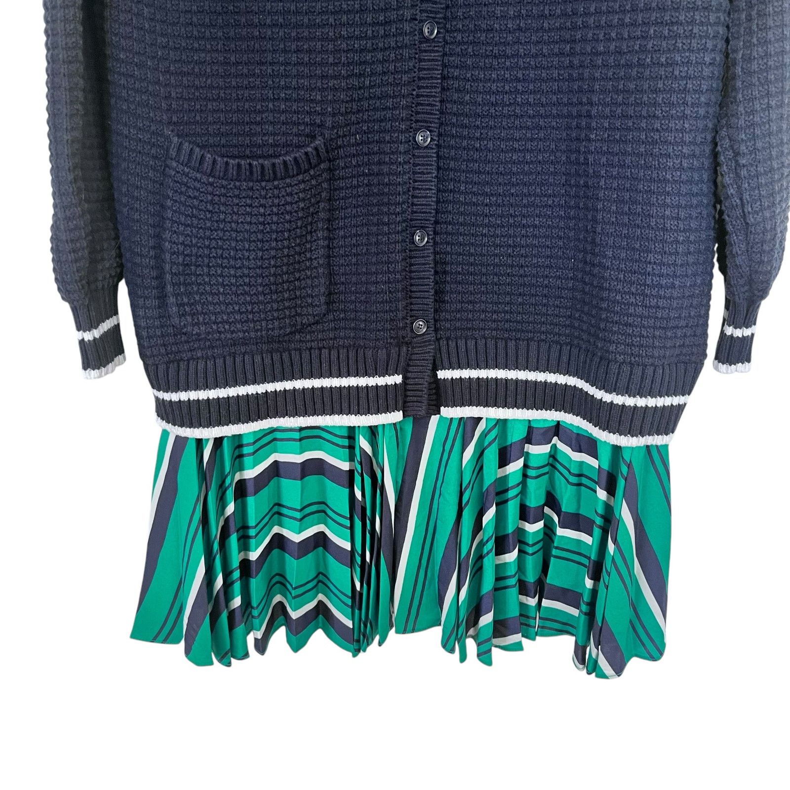 Anthropologie Anthropologie Navy Varsity Cardigan Sweater Layered Dress Size XS / US 0-2 / IT 36-38 - 7 Thumbnail