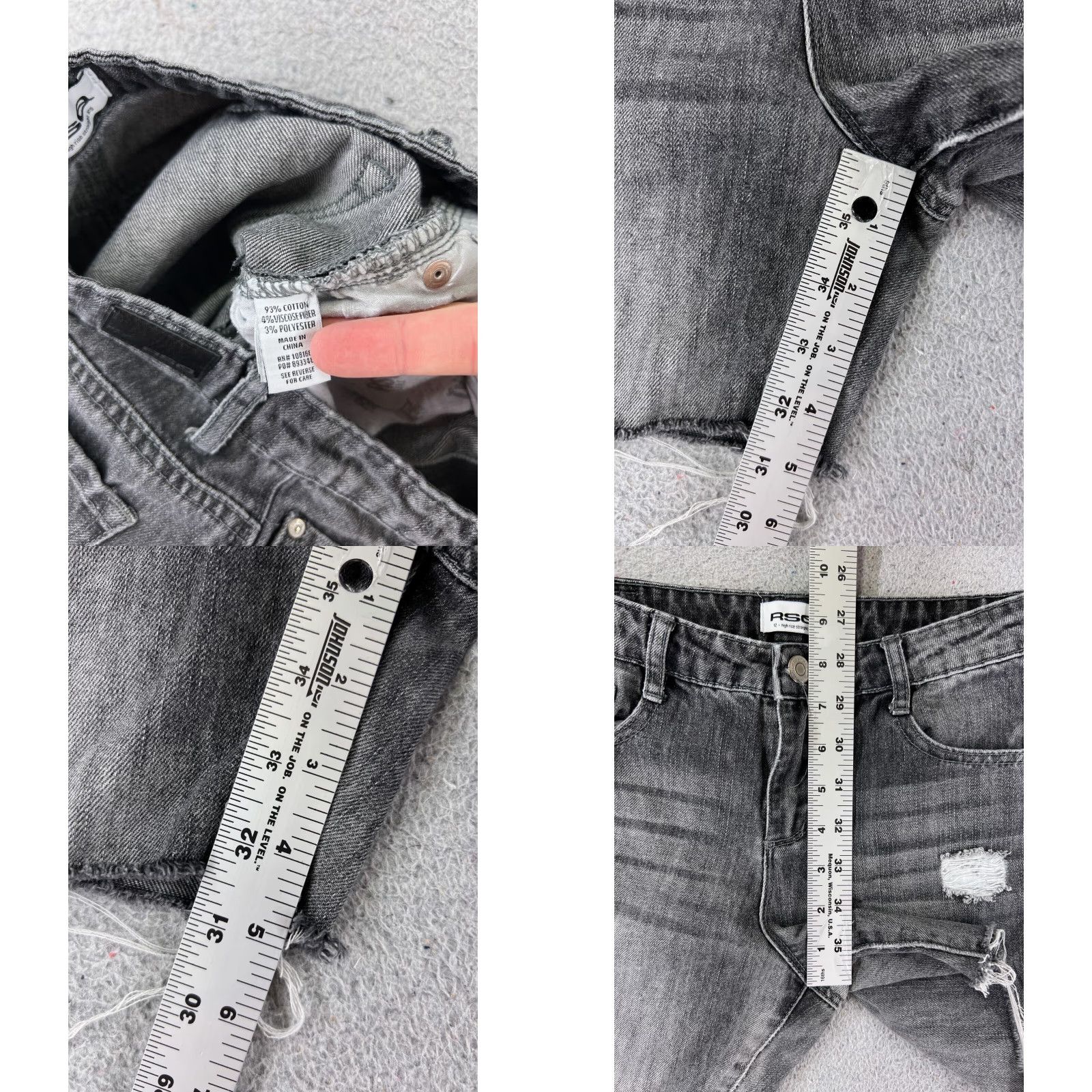 Rsq RSQ Shorts Women Gray Denim Cut-Off High Rise 24x5 12 Cotton Cotton Blend 5-Pocket Button Casual Womens Size 34" / US 12 / IT 48 - 8 Thumbnail