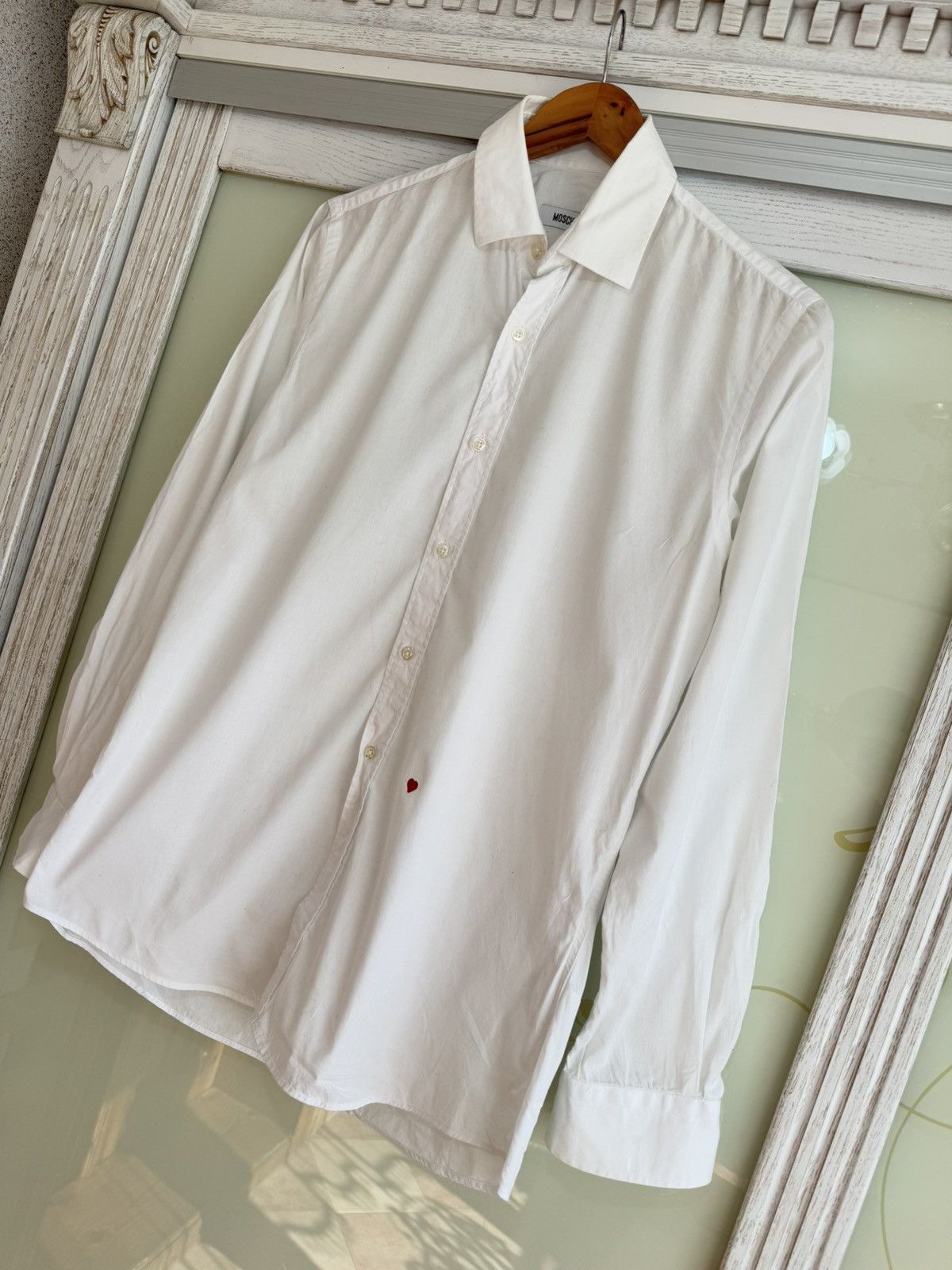 Moschino Moschino White Long Sleeve Red Heart Shirt Size US M / EU 48-50 / 2 - 3 Thumbnail