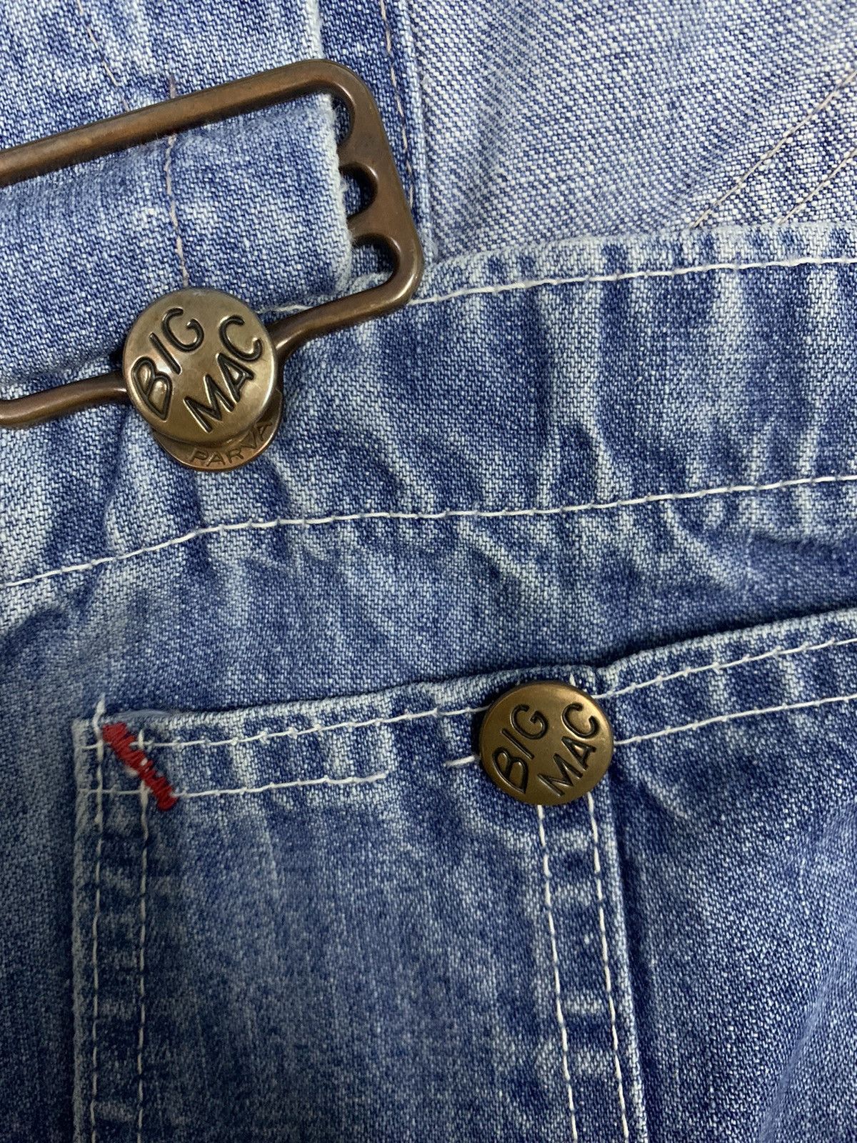 Big Mac Vintage 70s Big Mac Classic Baggy Carpenter Denim Overalls Size US 37 - 5 Thumbnail