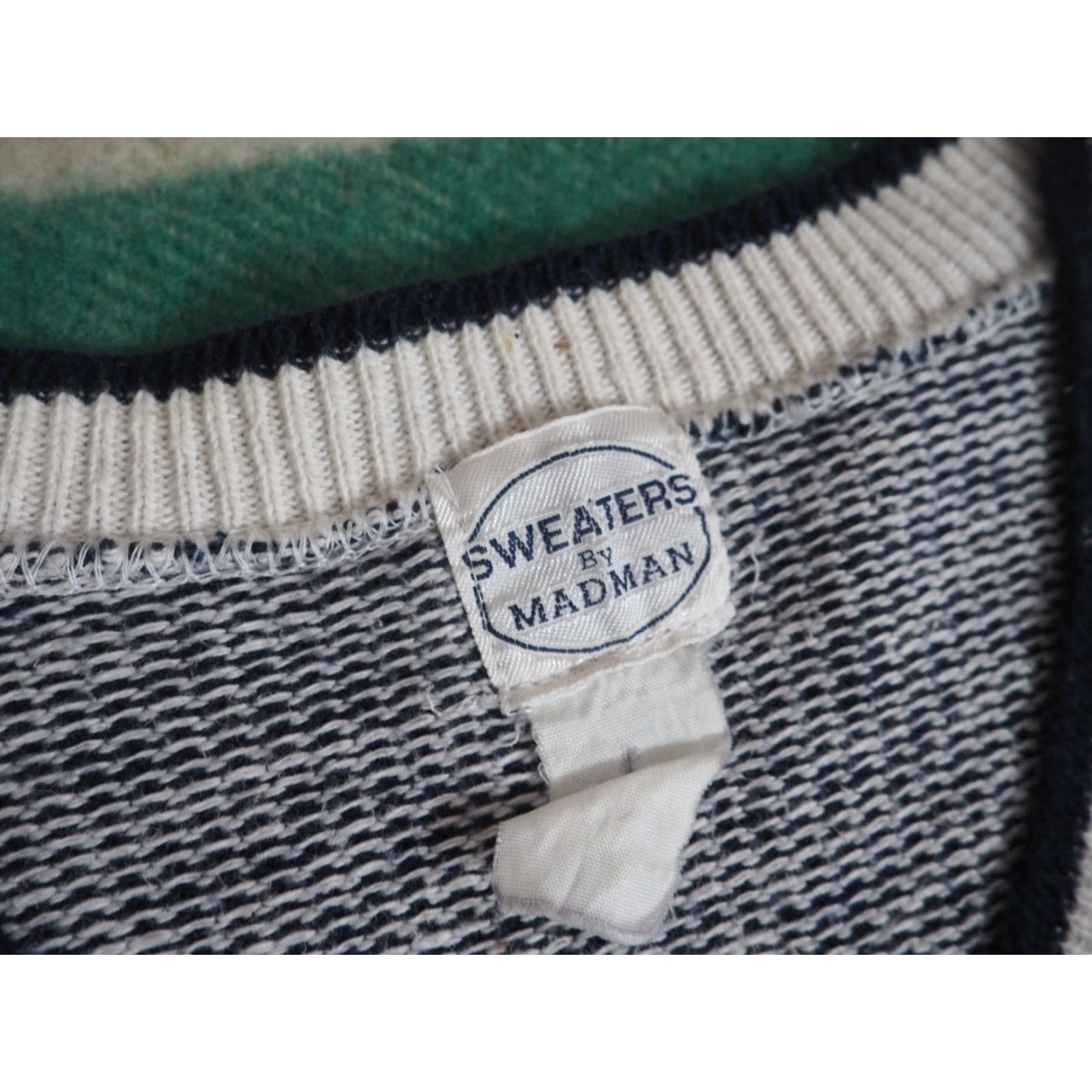 Vintage VTG Madman V-Neck Cotton Knit Sweater Pullover Mens M Blue 80s 70s Ivy Prep Check Embroidered Vintage Style Size US M / EU 48-50 / 2 - 4 Thumbnail