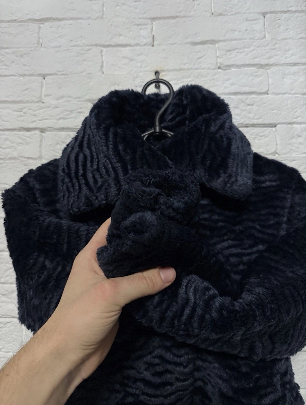 Diesel Diesel Dark Navy Textured Short Fur Coat Astrakhan Style Y2K Size S / US 4 / IT 40 - 3 Thumbnail