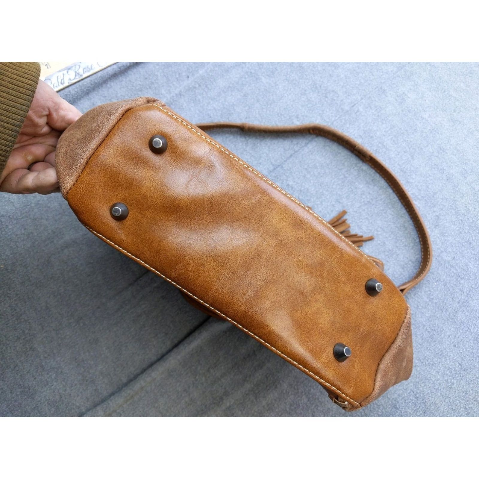 Vintage Trinity Ranch Shoulder Bag Womens Medium Brown Faux Leather Fringe Western Purse Size ONE SIZE - 5 Thumbnail