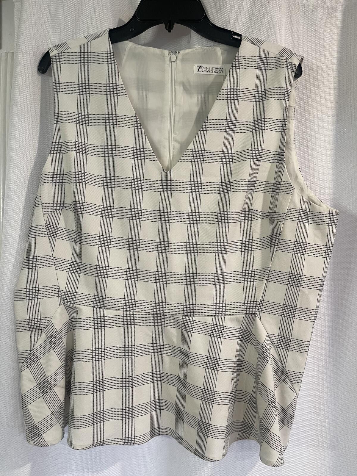 Other 7th Avenue New York & Company Sleeveless Peplum Top in Plaid Size M / US 6-8 / IT 42-44 - 1 Thumbnail