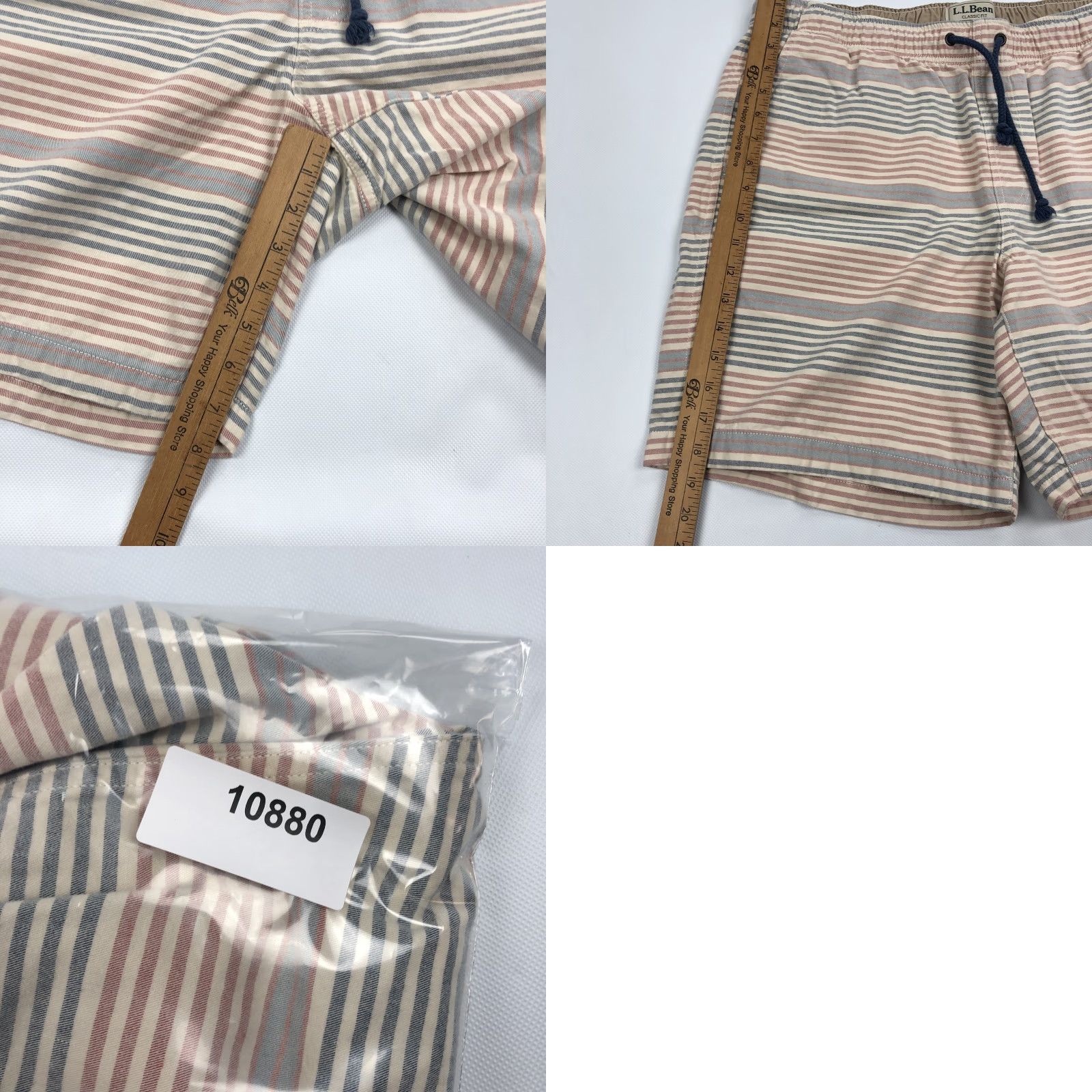 Vintage L.L.Bean Mens L-REG Classic Fit Striped Organic Cotton Pull-On Shorts Size US 33 - 8 Thumbnail