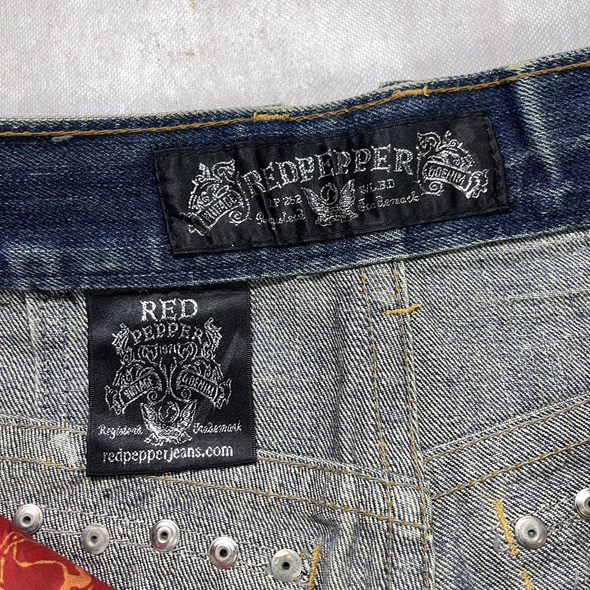 Japanese Brand Red Pepper Skull Stud Distressed Selvedge Waist Denim Pant Size US 31 - 13 Thumbnail