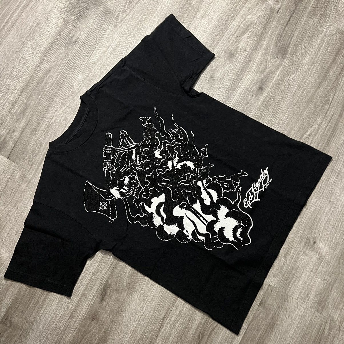 Pre-owned Ed Hardy X Ken Carson Ed Hardy Axe Skull Tee
