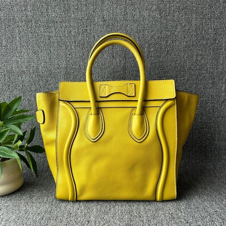 Celine CELINE Luggage Mini Yellow Leather Handbag Size ONE SIZE - 2 Thumbnail