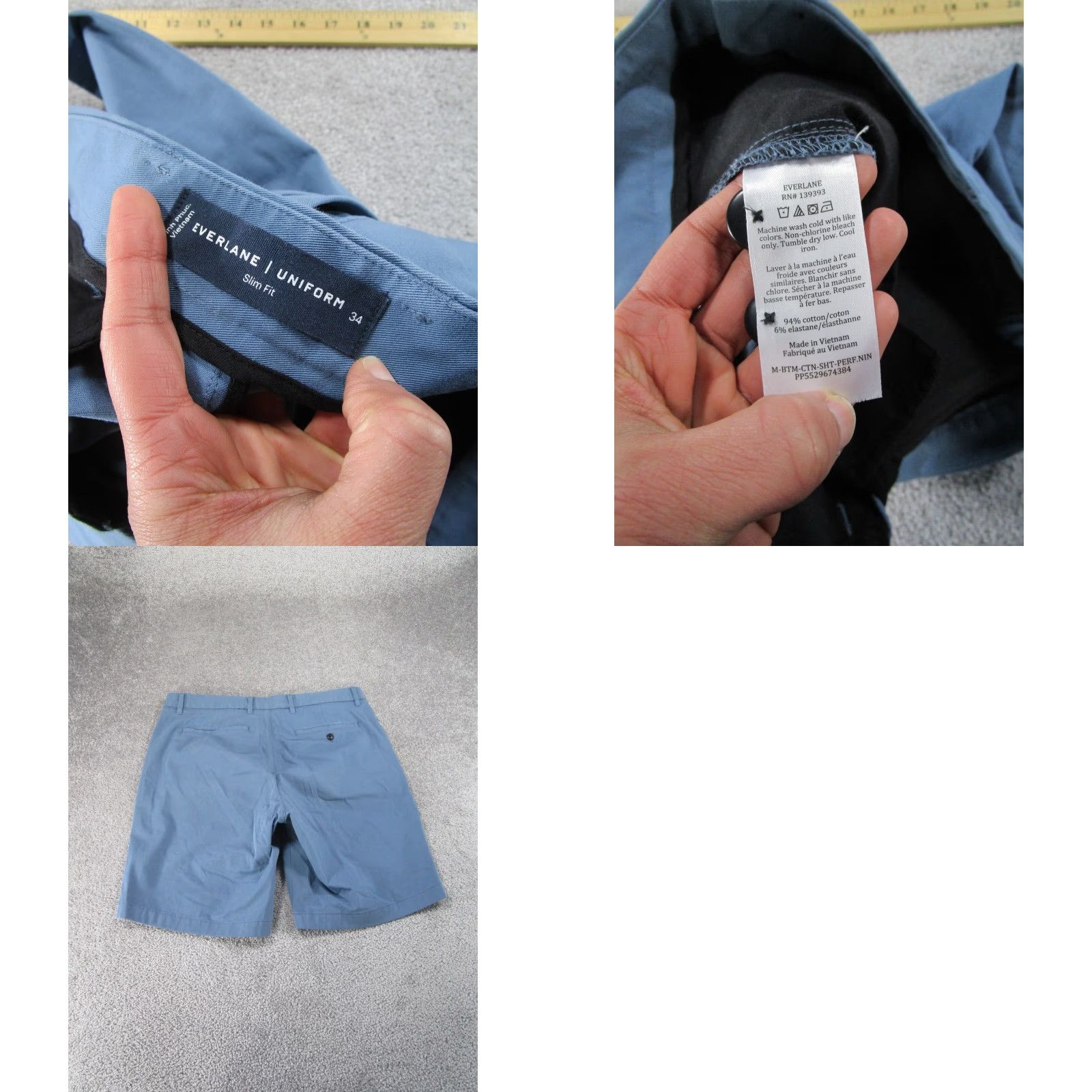 Everlane Everlane Uniform Chino Shorts Men 34 Blue Slim Fit Cotton Spandex Casual Workwear 90s Preppy Theme Mens Size US 34 / EU 50 - 8 Thumbnail