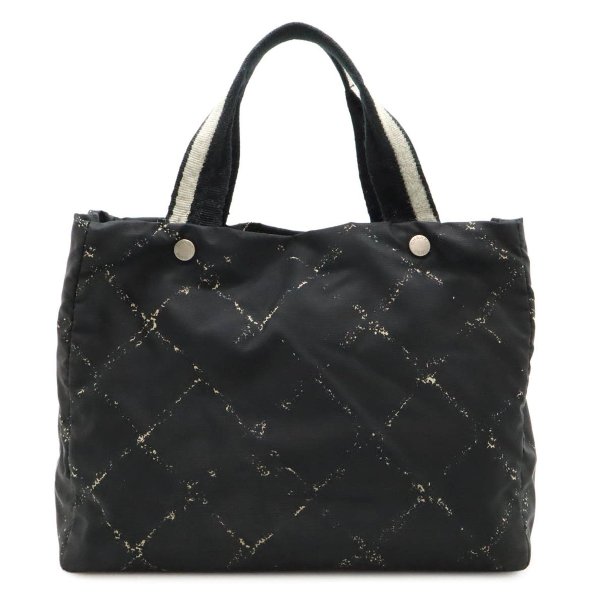 Chanel Old Travel Line Tote Bag Handbag Shoulder Nylon Black Red A11833, Women's