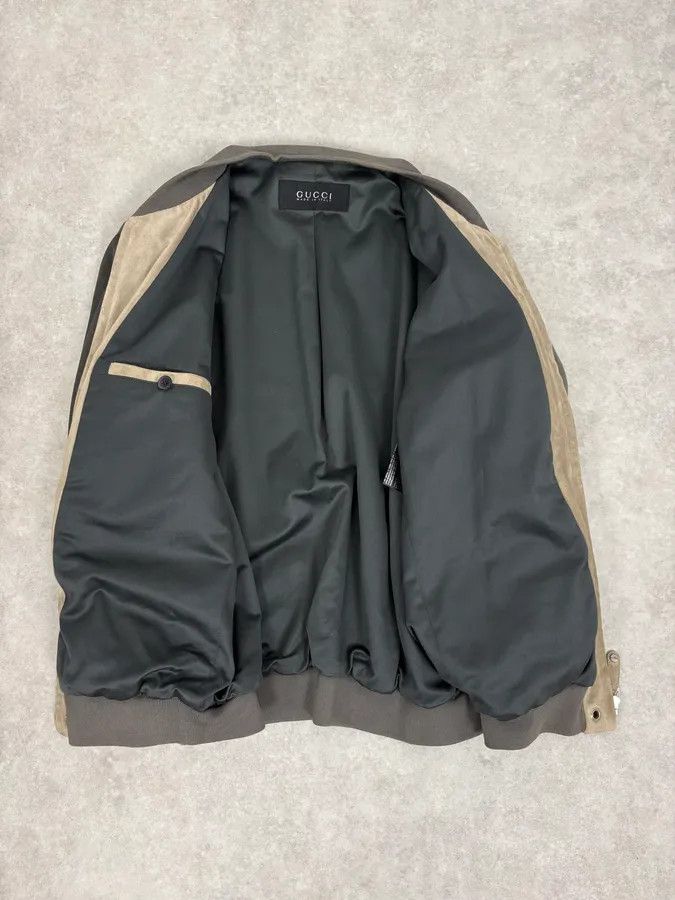 Gucci FW2005 Gucci White & Grey Suede Leather Bomber Jacket Size US M / EU 48-50 / 2 - 7 Thumbnail