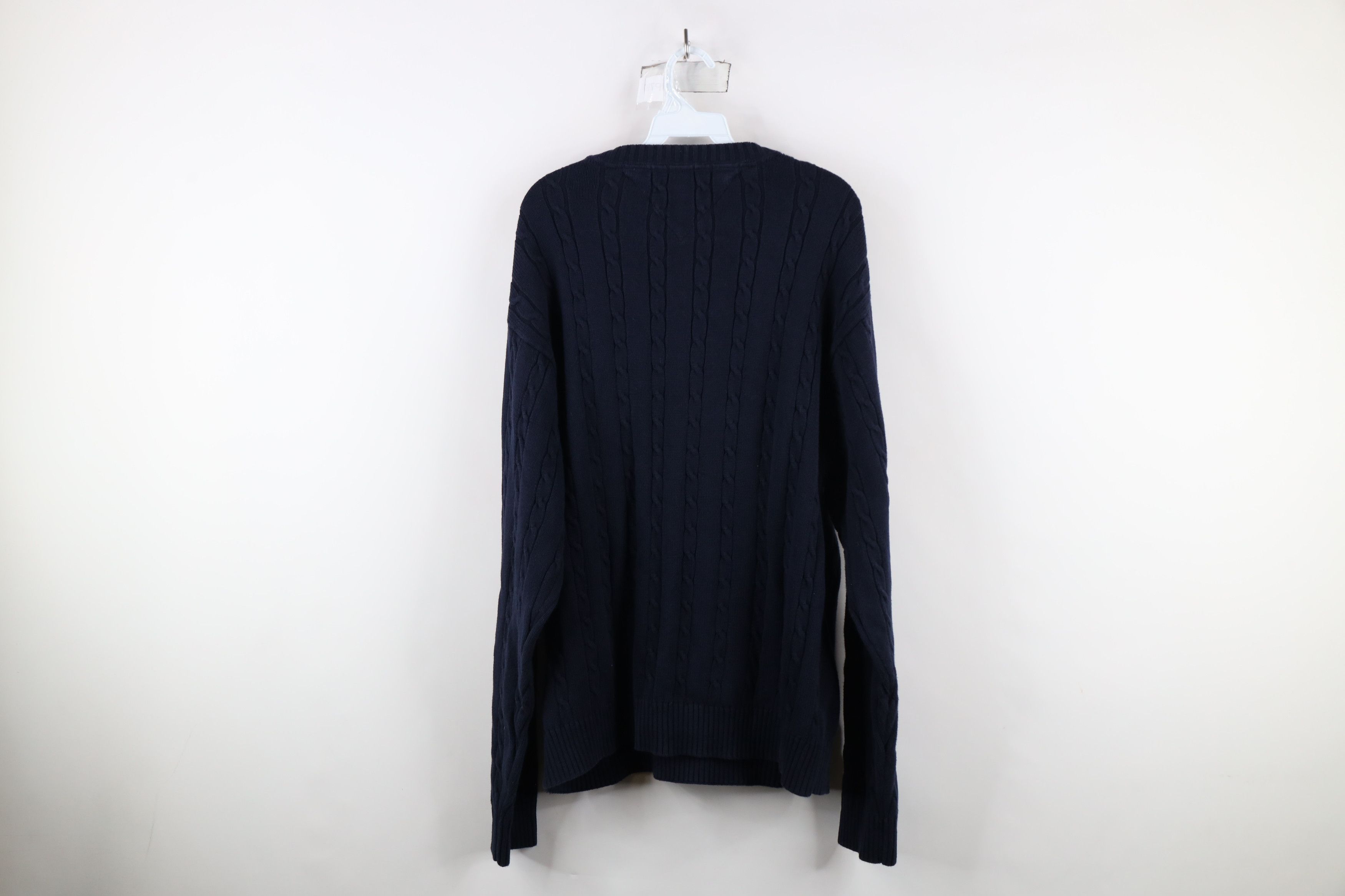 Tommy Hilfiger × Vintage Vintage 90s Tommy Hilfiger Cotton Cable Knit Sweater Blue Size US XXL / EU 58 / 5 - 7 Thumbnail