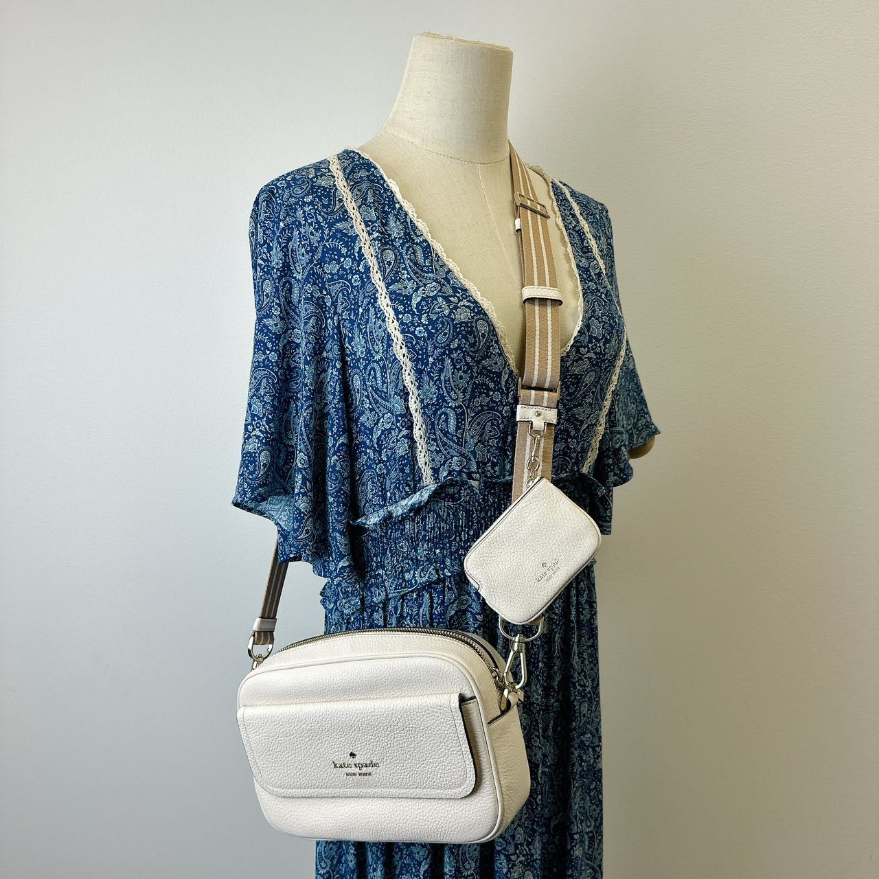 Kate Spade Kate Spade K6057 Rosie Pebbled Leather Camera Bag Parchment Size ONE SIZE - 1 Thumbnail