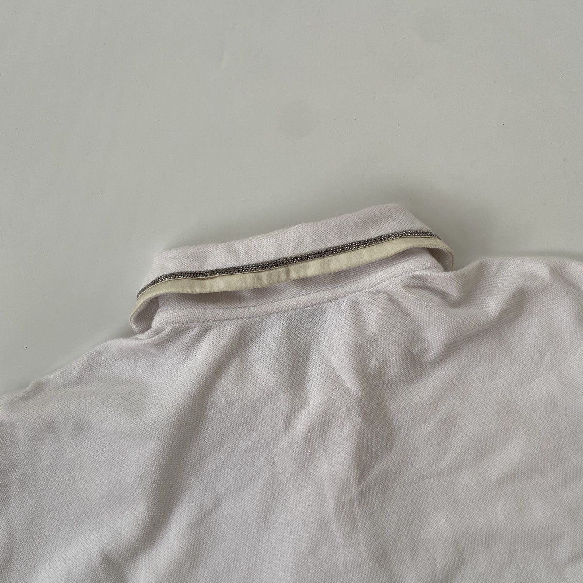 Brunello Cucinelli Brunello Cucinelli White Polo Shirt With Monil Chain Size XS / US 0-2 / IT 36-38 - 8 Thumbnail