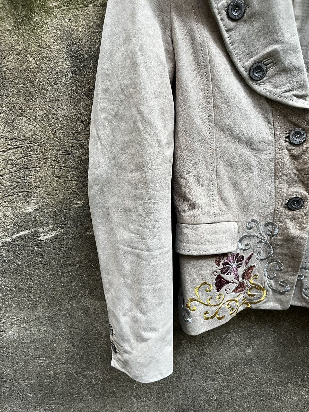 John Galliano × Vintage galliano floral print vintage leather jacket Size XXS / US 00 / IT 34 - 6 Thumbnail