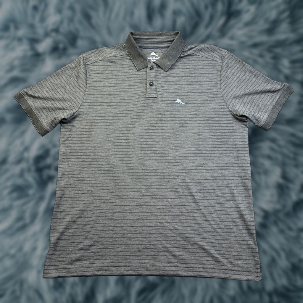 Tommy Bahama NEW Tommy Bahama Polo Shirt Mens Small Gray Striped Marlin Adult Size US S / EU 44-46 / 1 - 1 Thumbnail
