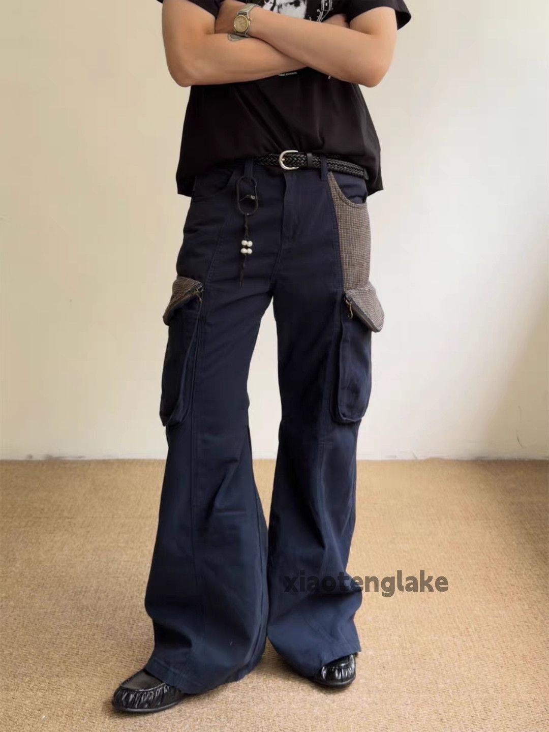 Vintage Xz vintage wide Leg loose hiphop flared pleated pants
