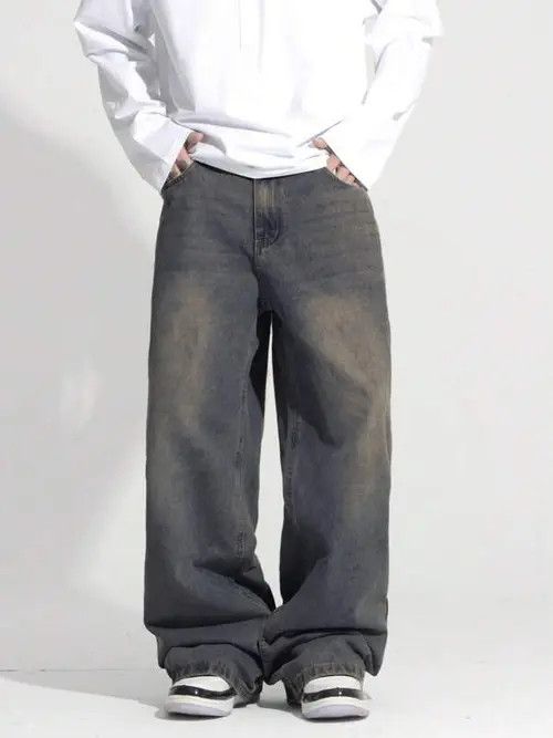 Jean Washed VINTAGE 90s baggy jeans pants Size US 36 / EU 52 - 1 Thumbnail