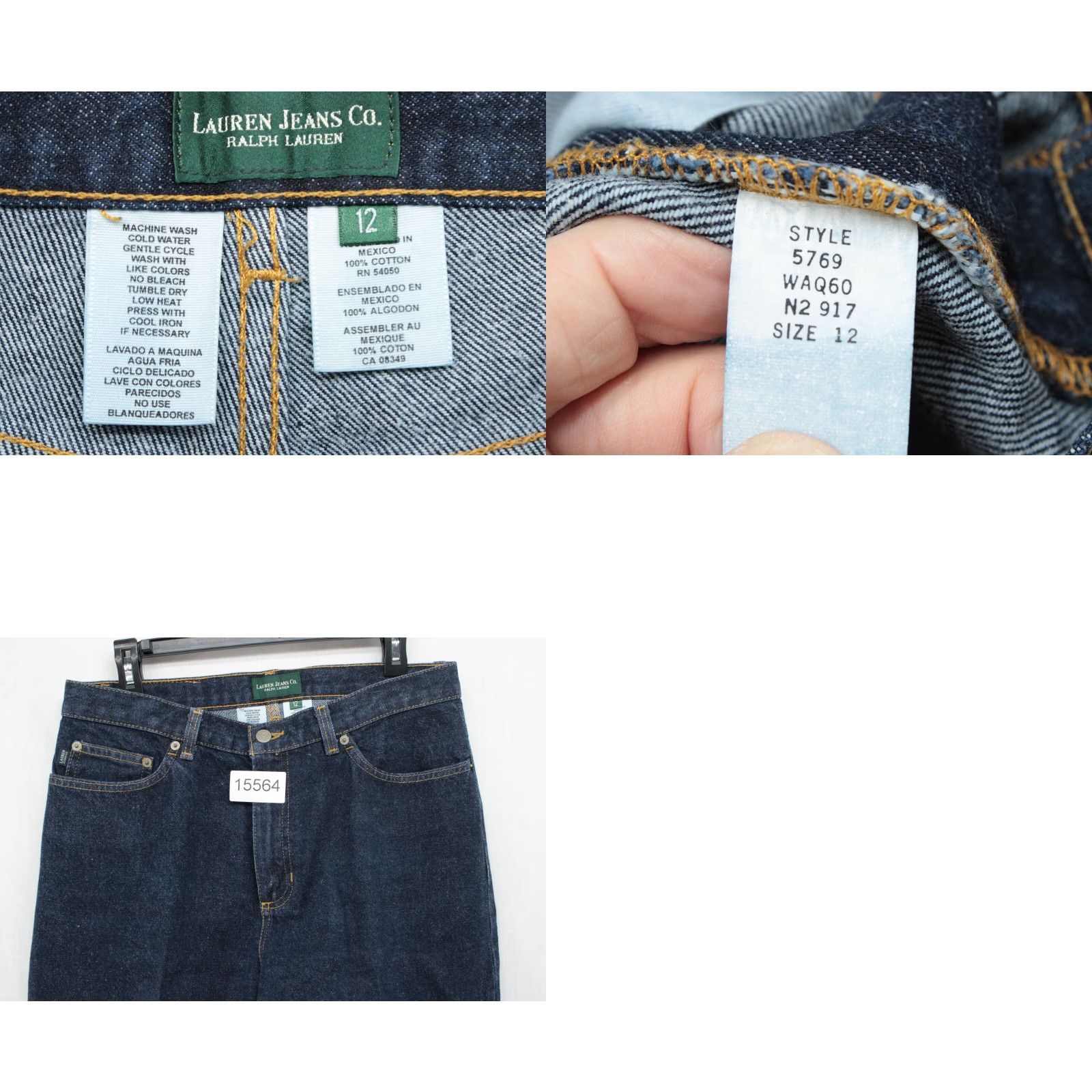 Ralph Lauren VINTAGE Lauren Jeans Co. Women's 12 Blue LRL Ralph Lauren Denim Stright Leg 5769 Jeans Size 34" / US 12 / IT 48 - 8 Thumbnail