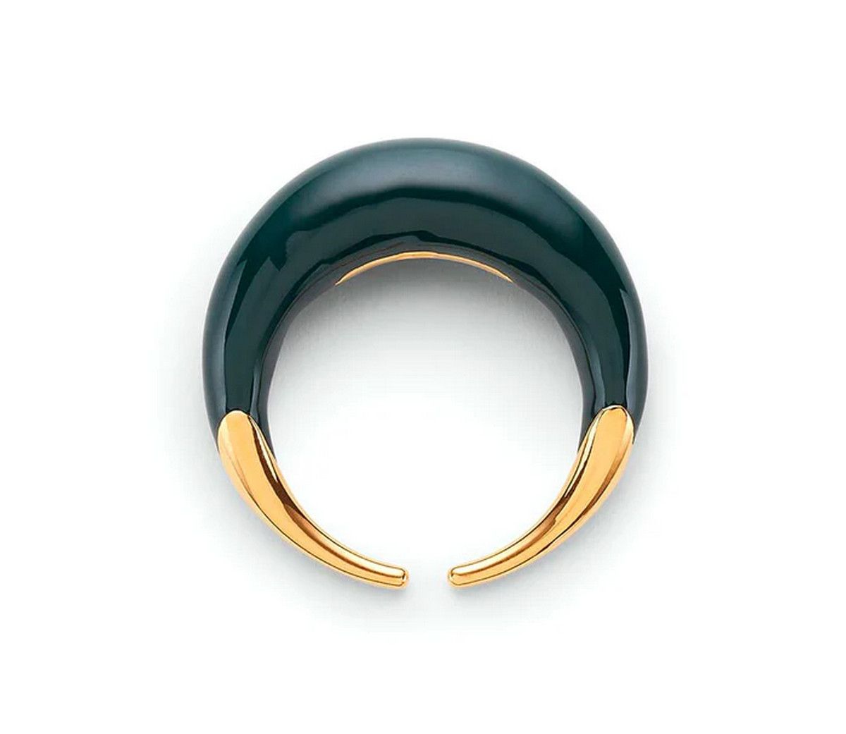 Bottega Veneta BOTTEGA VENETA Spine dark green sculptural silver ring 7 15 Size ONE SIZE - 1 Thumbnail
