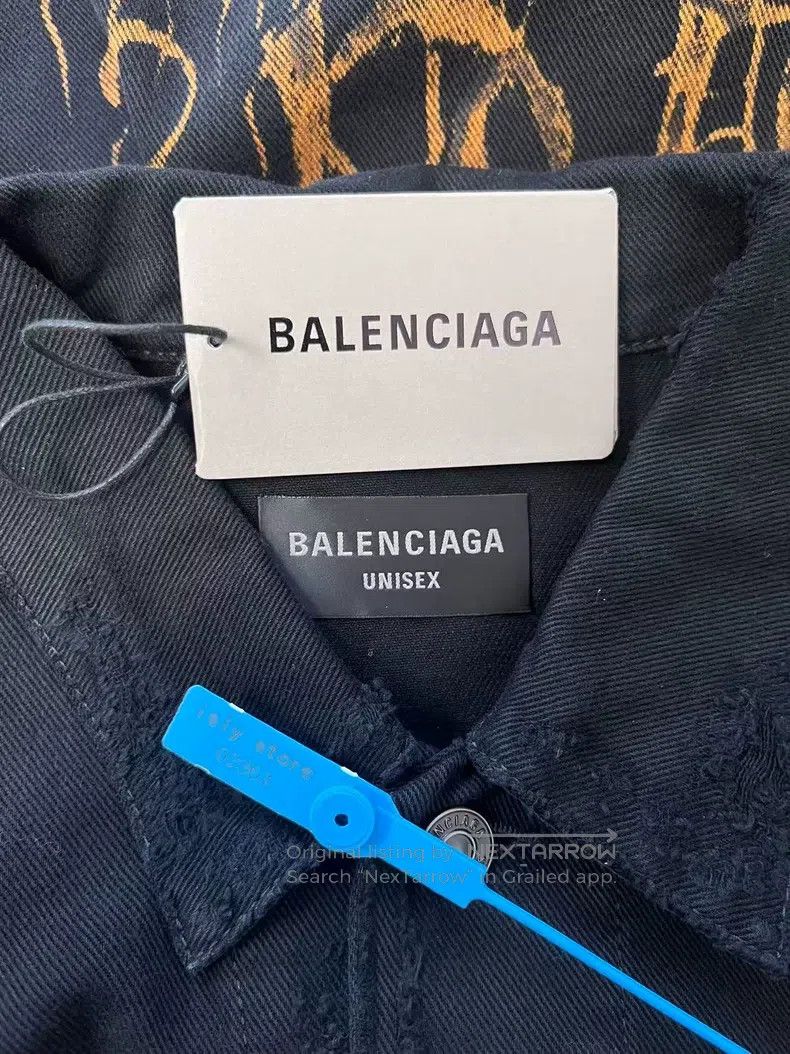 Balenciaga Balenciaga Letter Print Collar Long Sleeve Denim Jacket Size US S / EU 44-46 / 1 - 7 Thumbnail