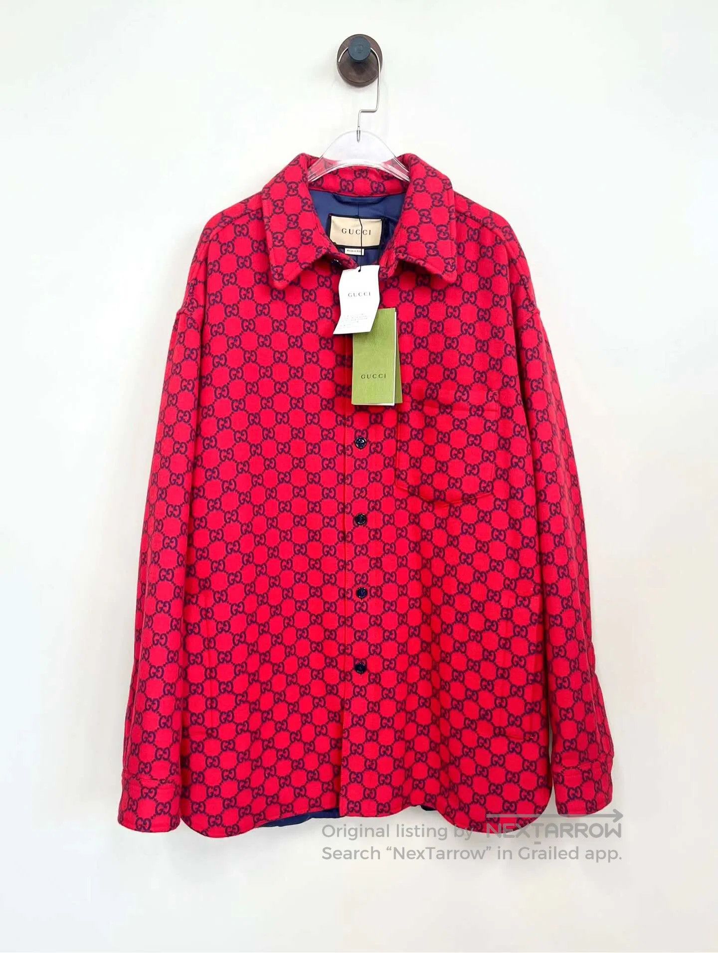 Gucci Guicci Red Vintage GG Full-Print Shirt-Style Cotton Quilte Size US S / EU 44-46 / 1 - 1 Thumbnail
