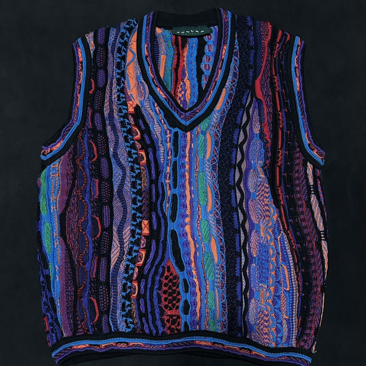 image of Very Vintage Tundra Coogi Type Knit Sweater Vest, Men's (Size XL)